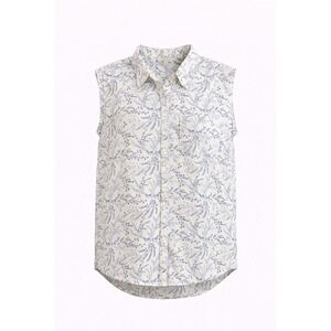Jachs Girlfriend New York Sleeveless Button Down Shirt Floral Print Blue Size M